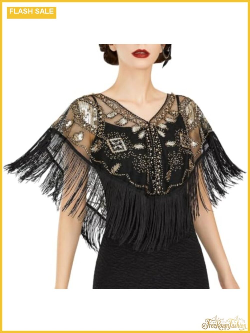 Sequin Beaded Flapper Shawl Wrap Evening Capelet Cover Up Women